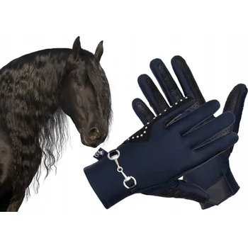 Jezdecké rukavice Jezdecké rukavice EQUESTRIAN QUEEN Trangan, tmavě modré, velikost M