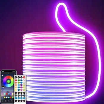 LED páska NEONOVÁ LED PÁSKA 10M OVLÁDANÁ APLIKACÍ PŘES BLUETOOTH RGB DÁLKOVÝ OVLADAČ IP65 24V VODĚODOLNÁ