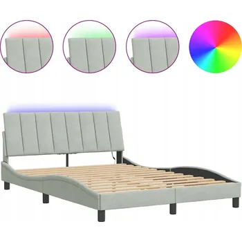 Postel Rám postele s LED podsvícením, světle šedá, 218 x 125 x 74,5 cm