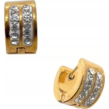 Náušnice KLASICKÉ DÁMSKÉ NÁUŠNICE z OCEL ZLATÉ KRUHY SE ZIRKONY