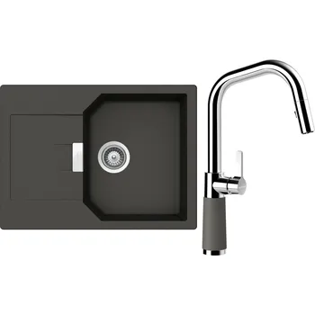 Kuchyňský dřez Set Schock S19-11 (dřez Manhattan D-100S Asphalt + baterie SC-530.120 Asphalt)