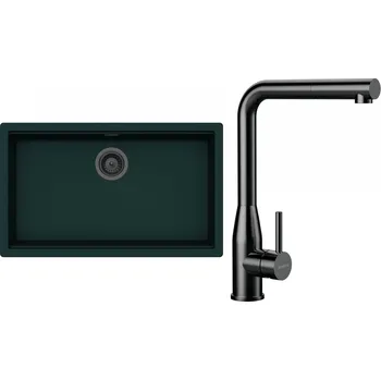 Kuchyňský dřez Set Schock S33-20 (dřez Kiruna N-100XL Ivy + baterie Keto.120 Gunmetal brushed + komponenty Gunmetal brushed)