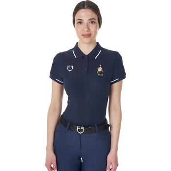 Dámské tričko EQUESTRO Tričko Polo X Fise Equestro, s krátkým rukávem, s knoflíky, dámské, navy blazer S