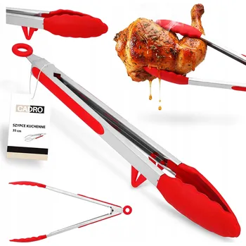 Příslušenství pro gril Kuchyňské kleště silikonové na grilování masa nerezová ocel dlouhé 35 cm