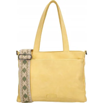Kabelka Beagles dámská taška shoperka Malaga s dekorativním popruhem - světle žluá