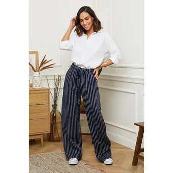 Dámské kalhoty Le Monde du Lin Dunkelblau 9408830 34/36