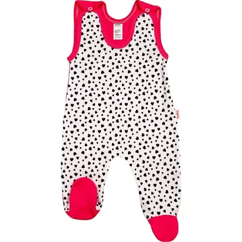 Kojenecký overall Bavlněné pyžamové overaly SRDÍČKA 68 KLEKLE