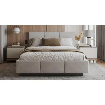 Postel Čalouněná postel AVEIRO 140x200 s kovovým zdvižným roštem ŠEDÁ