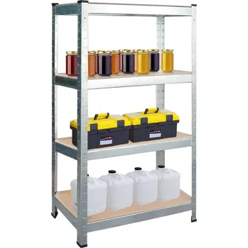 Dílenský regál KOVOVÝ REGÁL SKLADOVÝ GARÁŽOVÝ STŘÍBRNÝ 4 POLICE 700KG 172x80x30CM