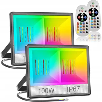 LED Reflektor 100W DÁLKOVÝ OVLADAČ RGB Vodotěsný IP66 2KS