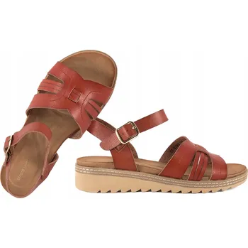 Dámské sandále SERGIO LEONE SK079H Dámské sandály na klínku kaštanové barvy, velikost 39, hnědé