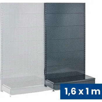 B2B Partner Prodejní regál jednostranný, perfo stěny, 1600 x 1000 x 450 mm, přídavný, antracit