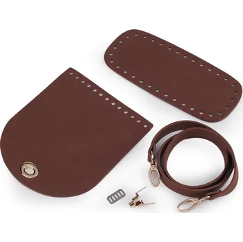 Sada na výrobu kabelky z broušené eko kůže, střední, 2 hnědá zlatá