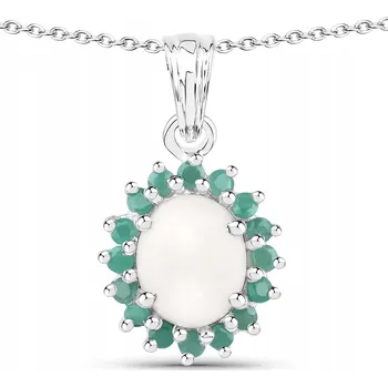 Přívěsek Stříbrný přívěsek s opálem a smaragdy