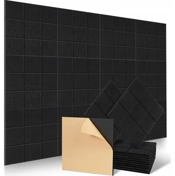 Hudebniny AKUSTICKÉ PANELY ČERNÉ ČTVEREČKY 12 KS 30X30X0,9 cm