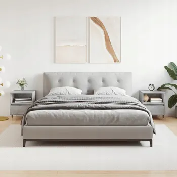 Noční stolek Noční stolky, 2 ks, šedá betonu, 40x35x50 cm