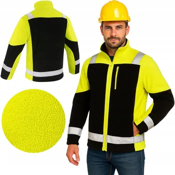 Pánská mikina Pánská pracovní fleecová bunda REFLEXNÍ žlutá mikina pracovní fleecová Reflexní 3XL