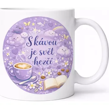 Hrnek s potiskem 330 ml hezčí svět fialový fialový CZ