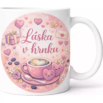 Hrnek s potiskem 330 ml láska v hrnku modrý modrý CZ
