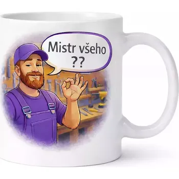 Hrnek s potiskem 330 ml mistr kávy fialový fialový CZ