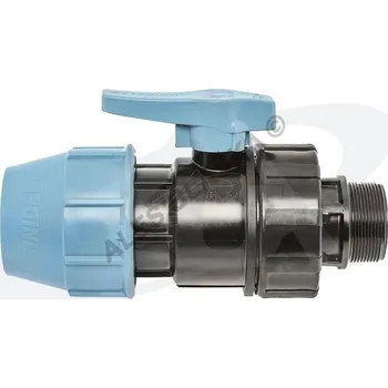 Ventil UNIDELTA S.p.A. - Itálie | PE (PP-S) spojka kulový kohout (ventil) s vnějším závitem na polyetylénové trubky (polyš)(svěrný plastový) - 20x1/2" UNI1072