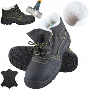 Pracovní obuv Zimní pánské pracovní boty Zateplené kožené s špičkou BOZP vel. 40