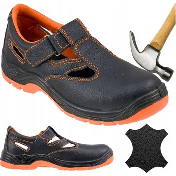 Pracovní obuv Pracovní sandály Pánské kožené pracovní boty na suchý zip s bezpečnostní špičkou Lehké vel. 39