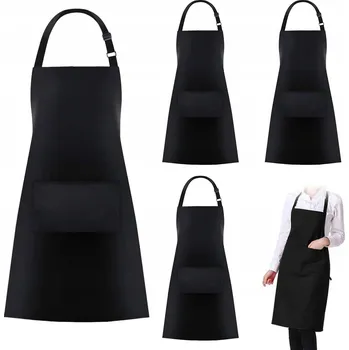 Kuchyňská zástěra 4 KS KUCHYŇSKÁ ZÁSTĚRA OCHRANNÁ GASTRONOMICKÁ ČERNÁ SE KAPSOU