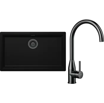 Kuchyňský dřez Set Schock S33-5 (dřez Kiruna N-100XL Night + baterie Kavus Gunmetal brushed + komponenty Gunmetal brushed)