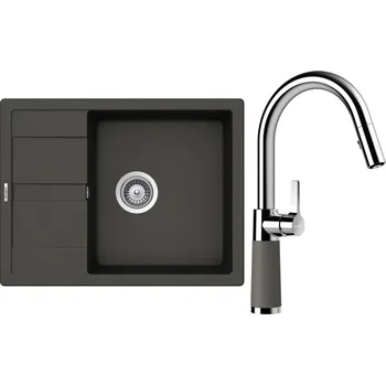 Granitový dřez Set Schock S20-9 (dřez Manhattan D-100 Asphalt + baterie SC-520.120 Asphalt)