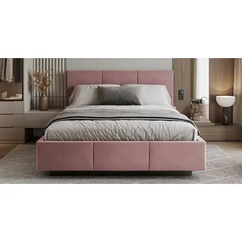 Postel Čalouněná postel AVEIRO 90x200 s kovovým zdvižným roštem PARIS RŮŽOVÁ