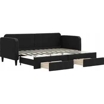 Obývací pokoj VidaXL Rozkládací pohovka s šuplíky, černá, 80x200 cm, látka