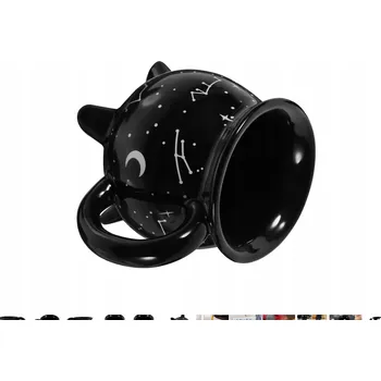 Hrneček s kotlíkem čarodějnic 300 ml, černý, s pečetí (L8)