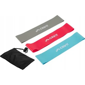 Odporové gumy na cvičení popruhy fitness sada 3 gumy light medium hard CRIVIT