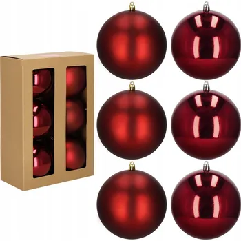 Vánoční dekorace Vánoční Koule na vánoční stromek Springos červená 13 cm 6 ks dekorovaná a hladká