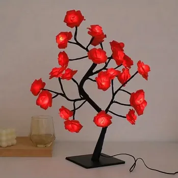 Lampička LED LAMPičKA STROMEK růžové strom ČERVENÉ RŮŽE bonsai útulná