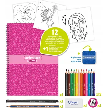 Výtvarná sada Výtvarná sada barevných pastelky a šablon pro omalovánky Maped 16 ks