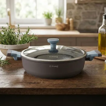 Pánev Pánev na indukci mramorová s poklicí Starke Pro Luxury Grey II 28 cm krátké úchyty