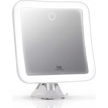 Zrcadlo KOSMETICKÉ ZRCADLO S LED OSVĚTLENÍM 3 BARVY USB C PŘÍSAVKA 10x ZOOM 360°