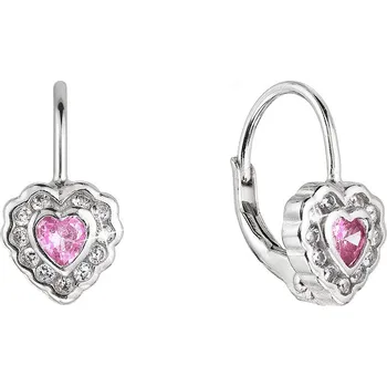 Náušnice Stříbrné náušnice dětské srdíčka se zirkony 11473.3 rose Rhodiované stříbro, zirkon