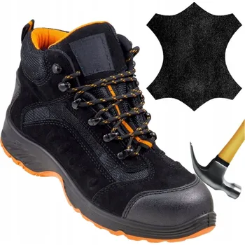 Pracovní obuv Pánské pracovní boty Kotníkové Kožené Nubukové s Ocelovou Špičkou BOZP Lehké Pohodlné Velikost 41