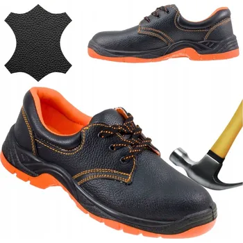 Pracovní obuv Pánské pracovní boty Polobotky Kožené ochranné s ocelovou špičkou BOZP Lehké vel. 42