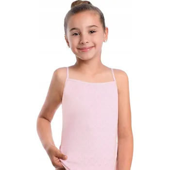 Dívčí tílko Dívčí bavlněné tílko s krajkovým vzorem světle růžové 146-152 YOCLUB