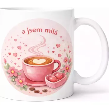 Hrnek s potiskem 330 ml jsem milá růžový růžový CZ