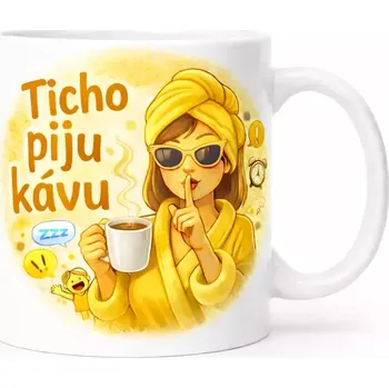 Hrnek s potiskem 330 ml ticho žlutý žlutý CZ