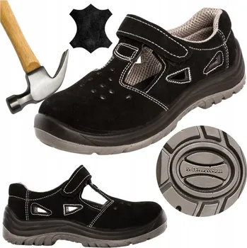 Pracovní obuv Pracovní sandály Specto černé kožené s ocelovou špičkou BOZP velikost 45