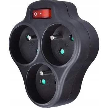 Napájecí kabel Solight Rozbočovač / Prodlužka do zásuvky s vypínačem P99 3x 230V/10A, černá