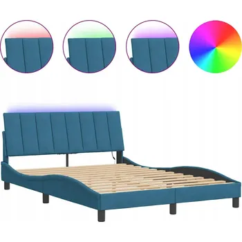 Postel Rám postele s LED podsvícením modrý 218 x 125 x 74,5 cm