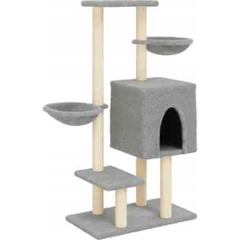Škrabadlo pro kočky, se sisalovými sloupky, světle šedé, 117 cm