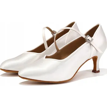 Dámské lodičky Lelka taneční boty pro standardní tance 1306 - bílé - podpatek 6,5 cm, velikost 41